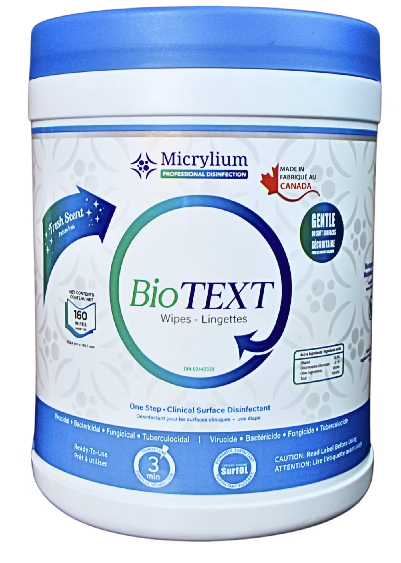 Micrylium-Micrylium-BioTEXT-One-Step-Canister-Wipe-RTU-(160-Sheets)